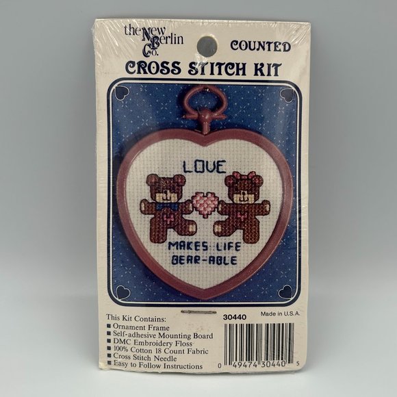 New Berlin Counted Cross Stitch Kit 30440 Love Makes Life Bear-Able Sealed USA - Picture 1 of 6